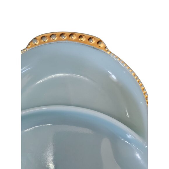 Fire King Delphite Serving Tray 11" long 3-section plate gold trim vtg midcentur - Picture 11 of 11